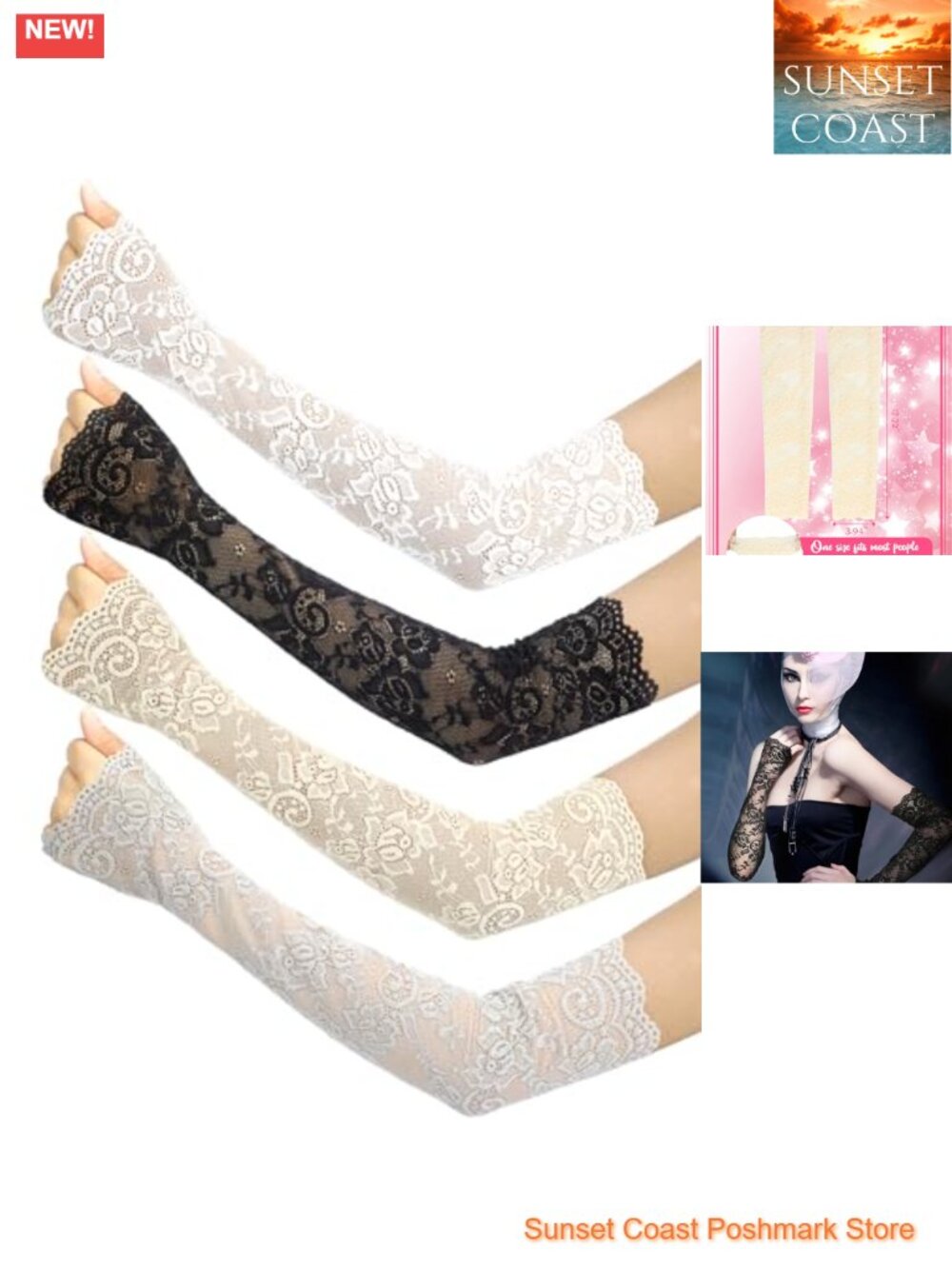 Lace Arm Sleeves for Women 4 Pairs Sun Protection Long